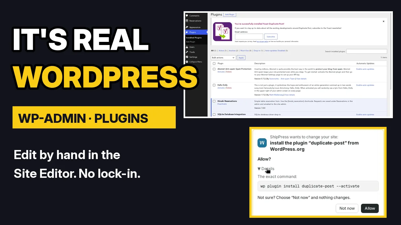 Video thumbnail: It's real WordPress: wp-admin, the Site Editor and plugins