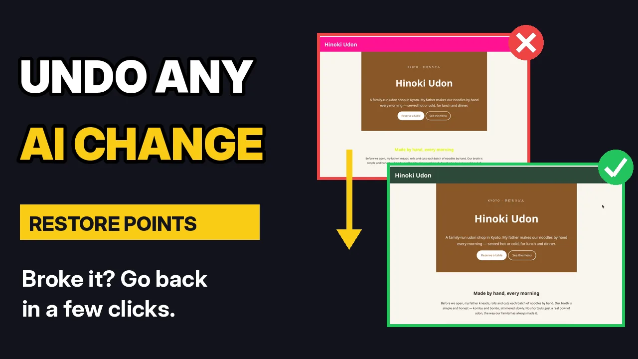 Video thumbnail: Undo any AI change with restore points