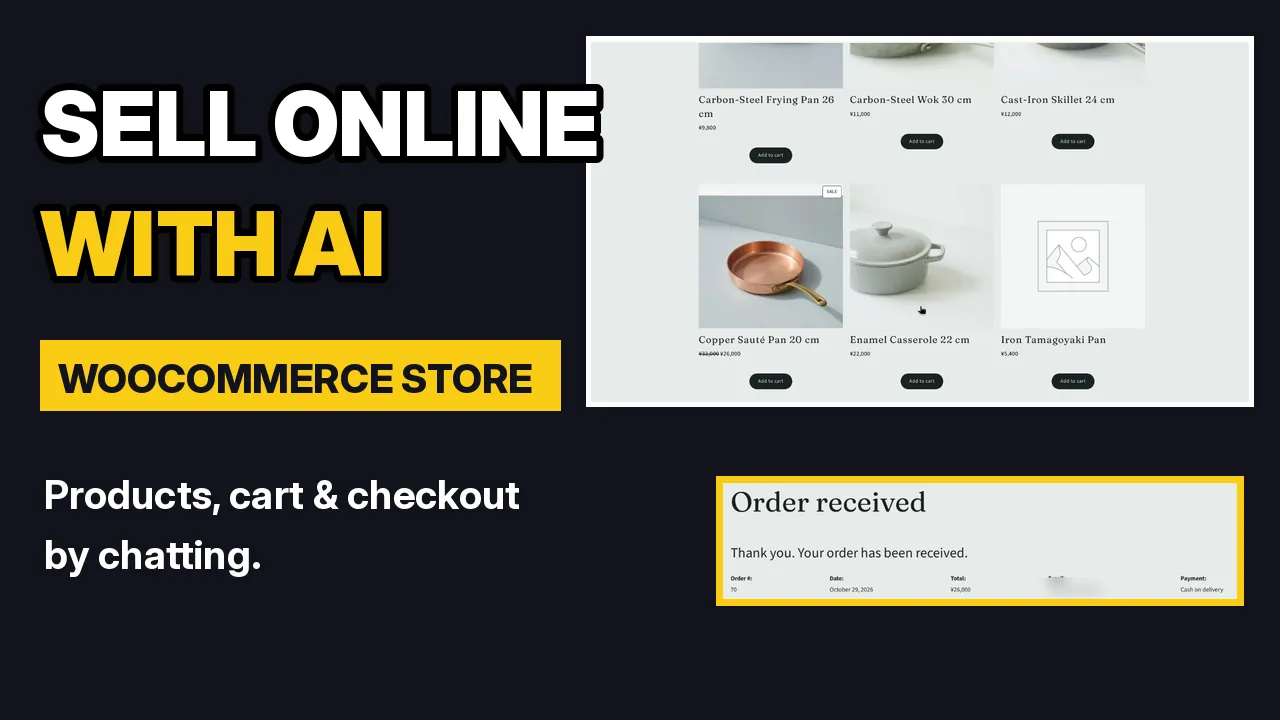 Video thumbnail: Build a WooCommerce store with AI: products, cart and checkout