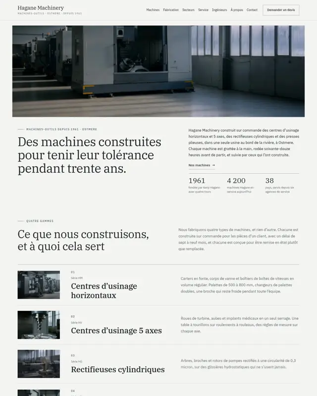 Page d’accueil du thème Hagane Machinery, un design pour la catégorie Fabricant de machines industrielles