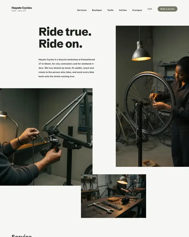 Page d’accueil du thème Hayate Cycles, un design pour la catégorie Magasin de vélos