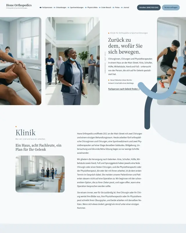 Startseite des Themes Hone Orthopedics, ein Design für die Branche Orthopädische Klinik