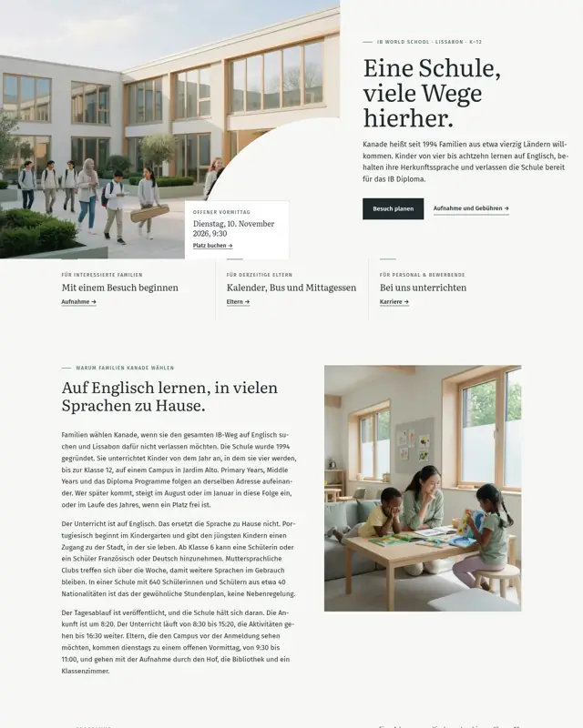 Startseite des Themes Kanade International School, ein Design für die Branche Internationale Schule