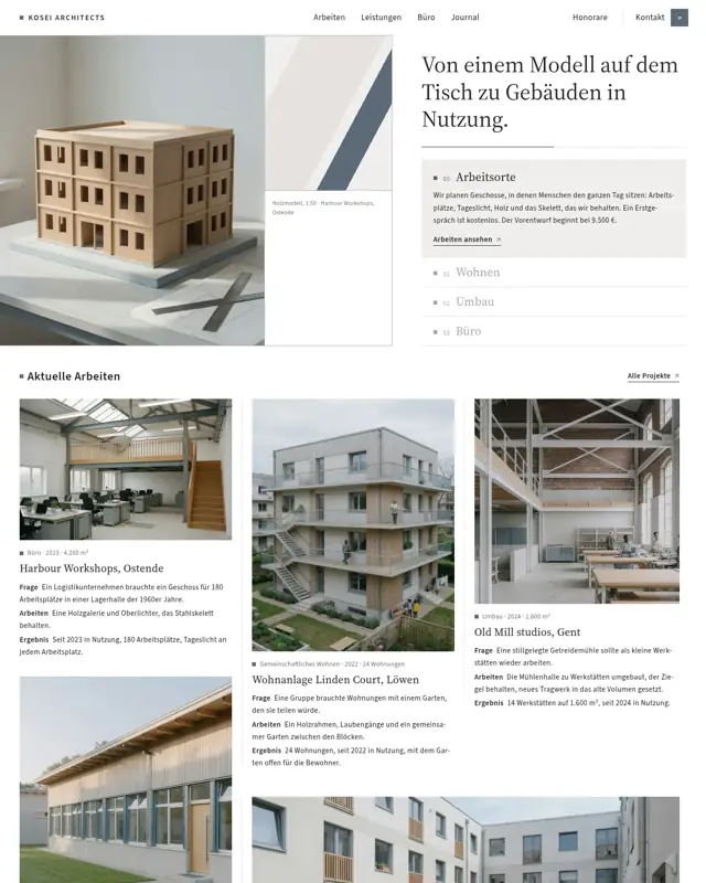 Startseite des Themes Kosei Architects, ein Design für die Branche Architekturbüro