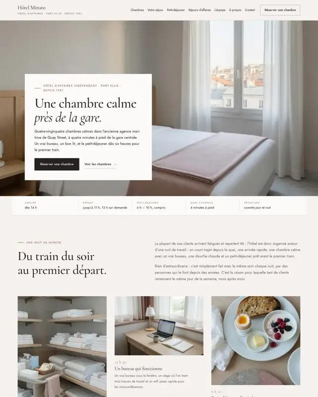 Page d’accueil du thème Minato Business Hotel, un design pour la catégorie Hôtel d'affaires