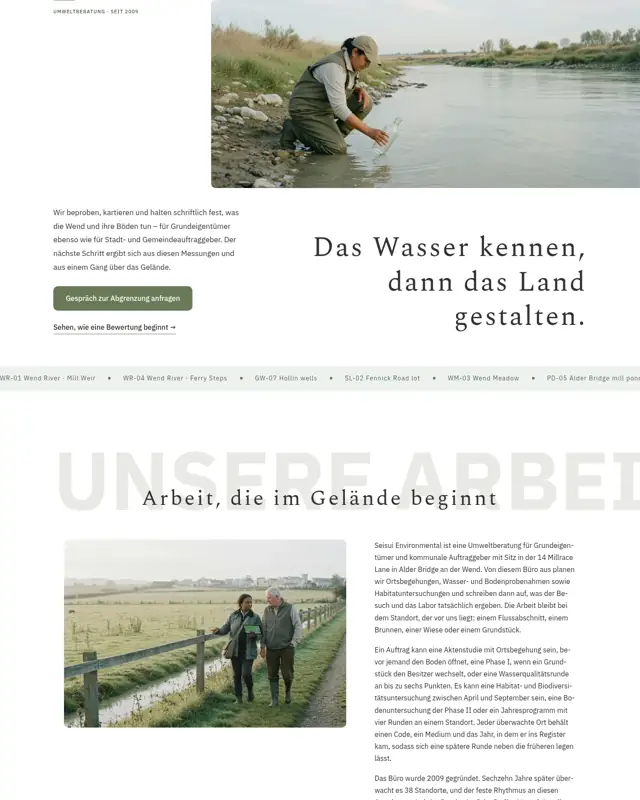 Startseite des Themes Seisui Environmental, ein Design für die Branche Umweltberatung