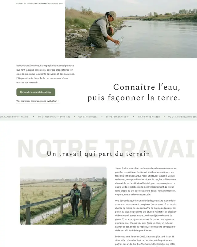 Page d’accueil du thème Seisui Environmental, un design pour la catégorie Conseil environnemental