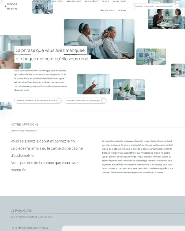 Page d’accueil du thème Shizuka Hearing, un design pour la catégorie Clinique d'audiologie