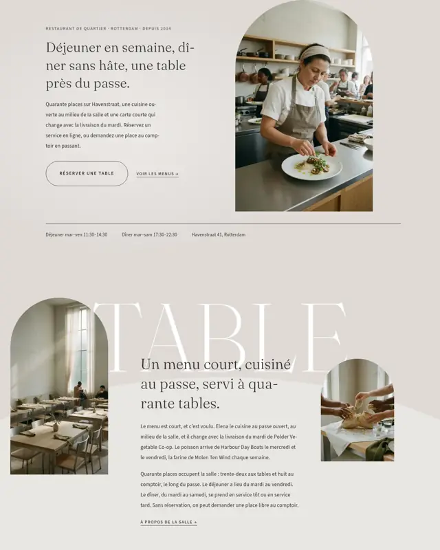 Page d’accueil du thème Shokutaku Dining, un design pour la catégorie Restaurant de quartier