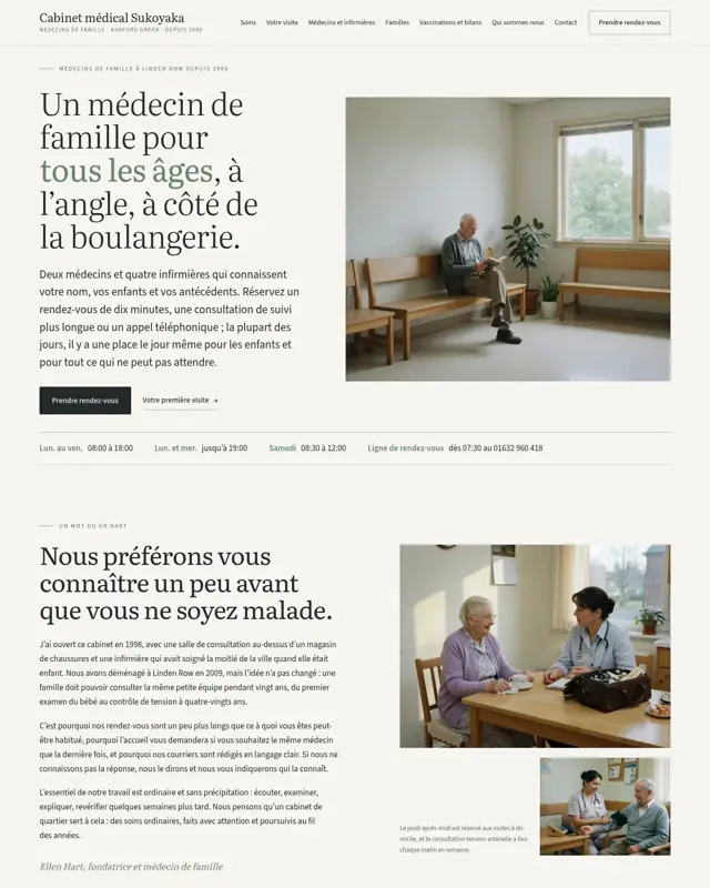 Page d’accueil du thème Sukoyaka Family Clinic, un design pour la catégorie Cabinet de médecine générale