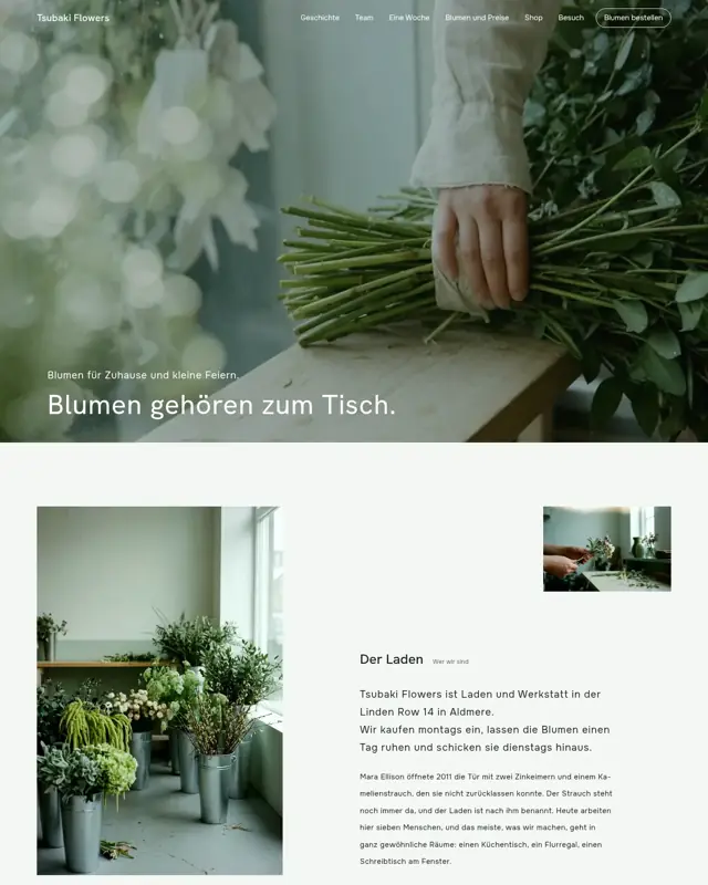 Startseite des Themes Tsubaki Flowers, ein Design für die Branche Blumenladen