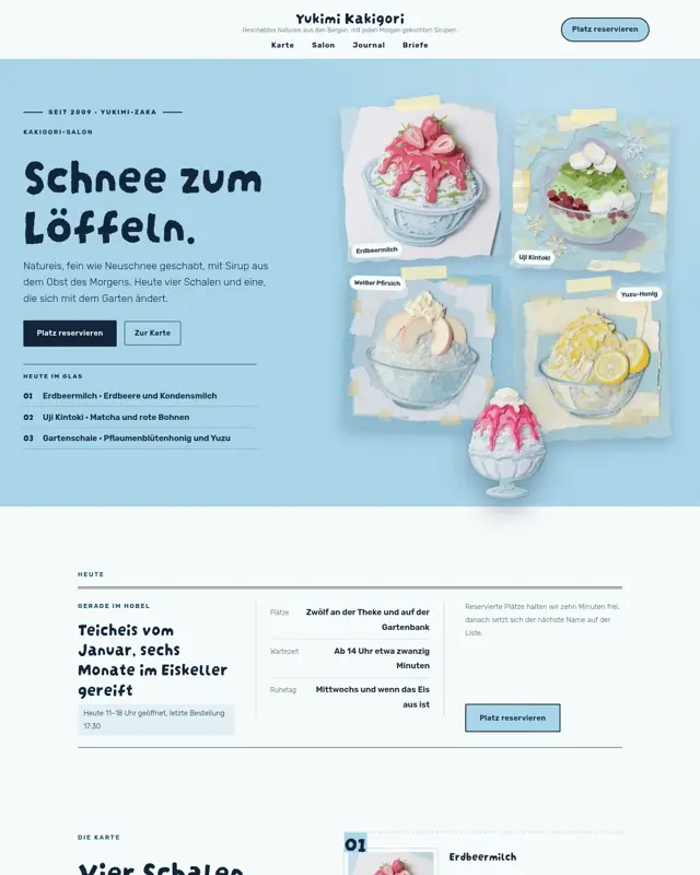 Startseite des Themes Yukimi Kakigori, ein Design für die Branche Kakigori-Salon